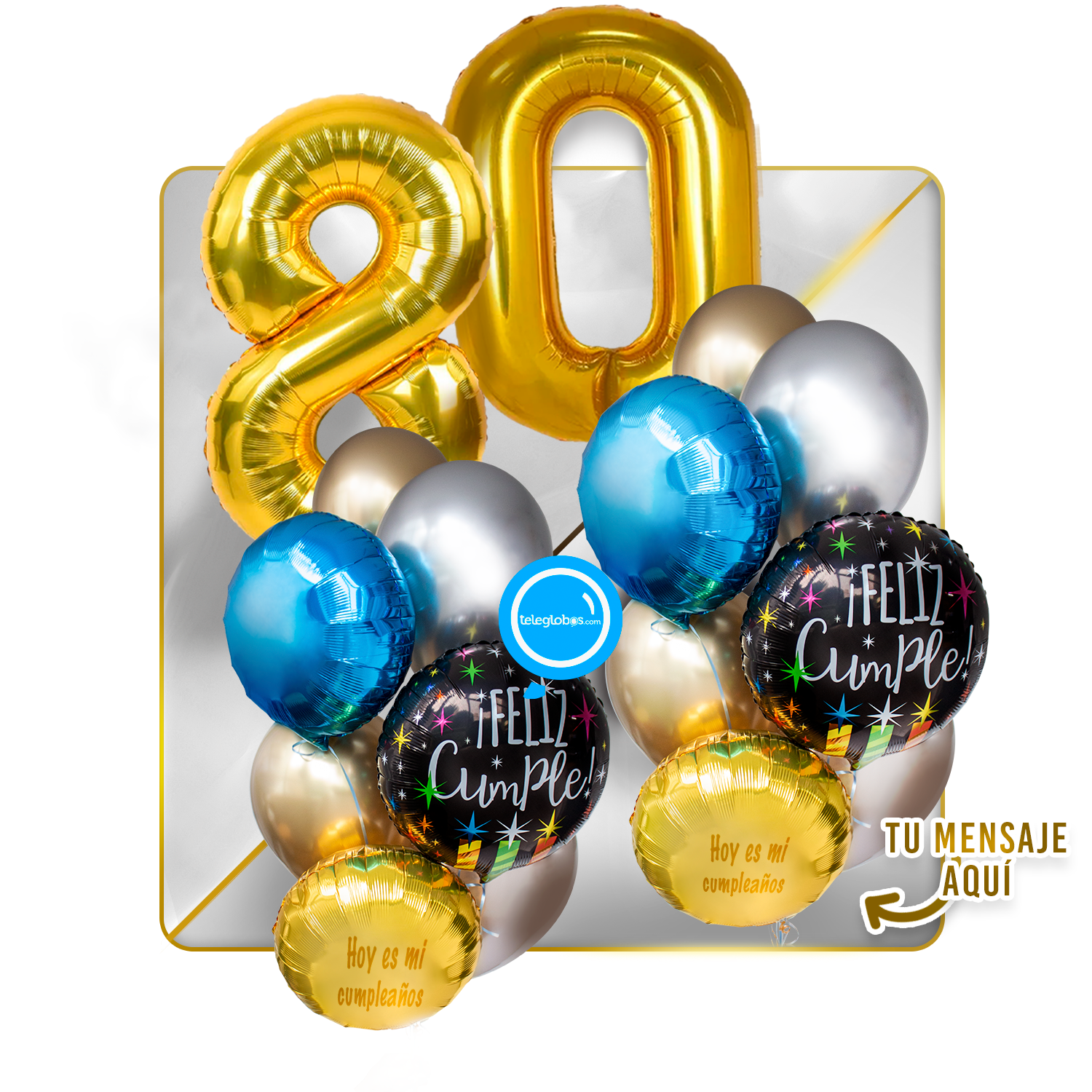 Kit Celebra -Feliz Cumple- con Globos de Helio