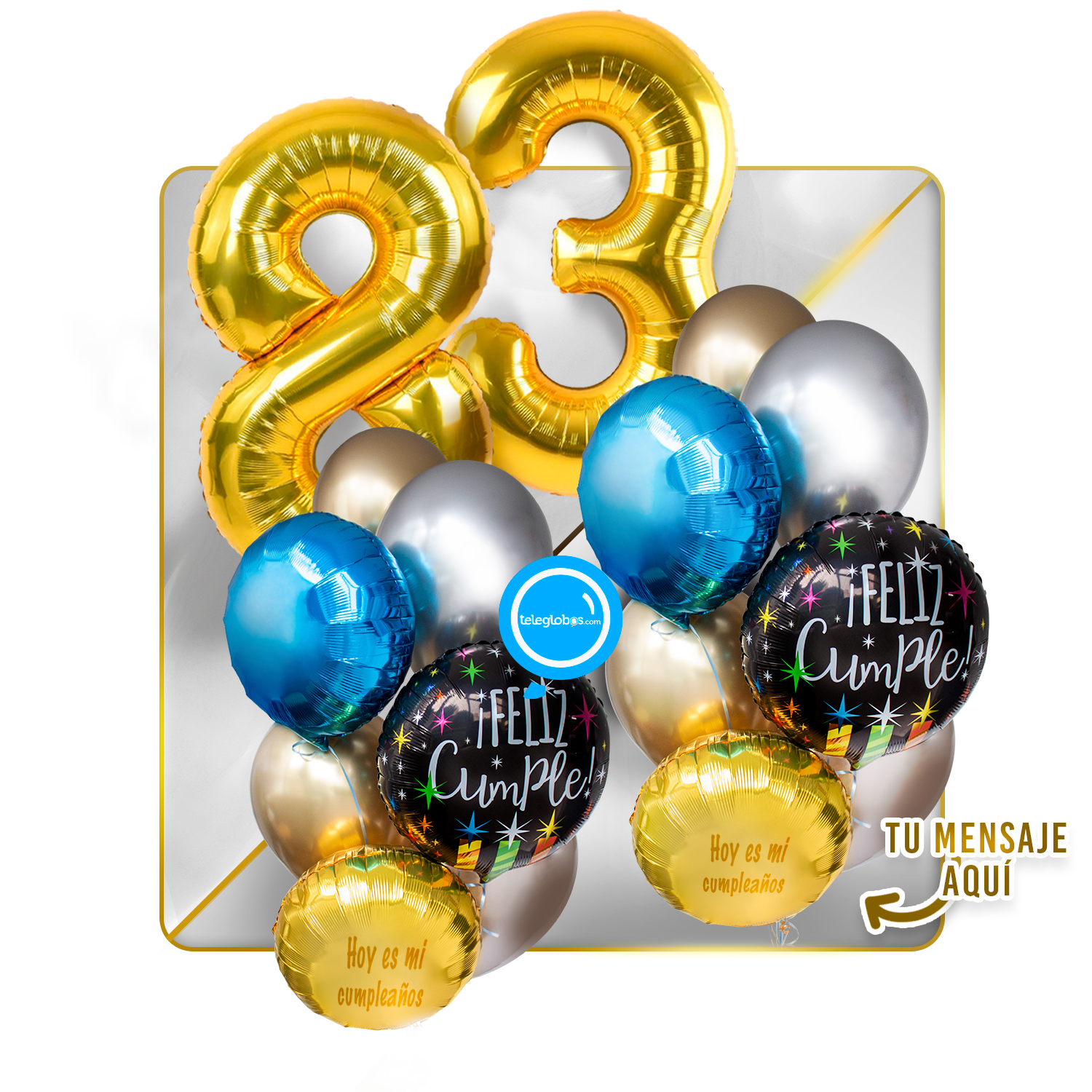 Kit Celebra -Feliz Cumple- con Globos de Helio