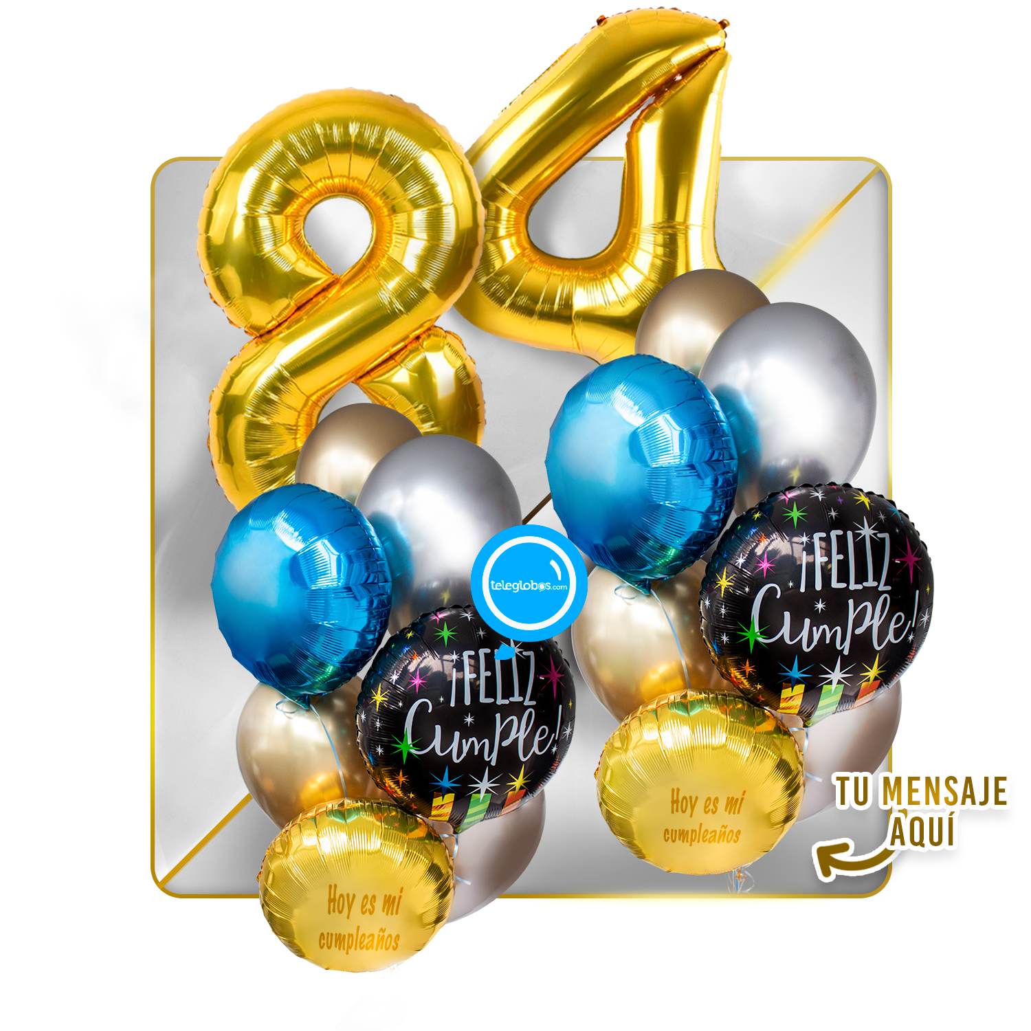 Kit Celebra -Feliz Cumple- con Globos de Helio