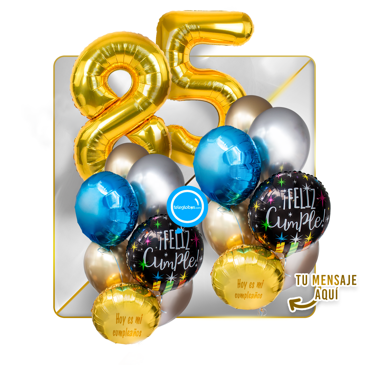 Kit Celebra -Feliz Cumple- con Globos de Helio