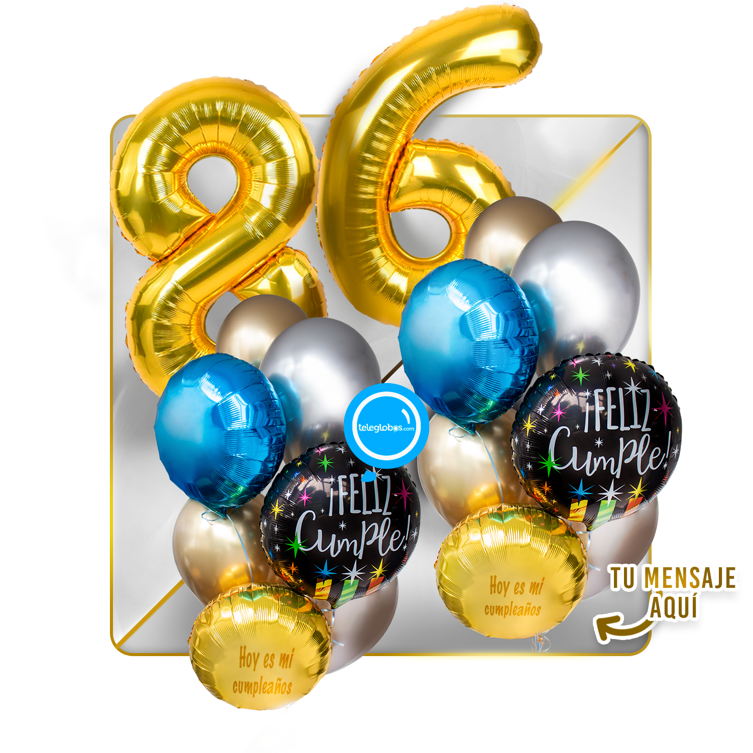 Kit Celebra -Feliz Cumple- con Globos de Helio