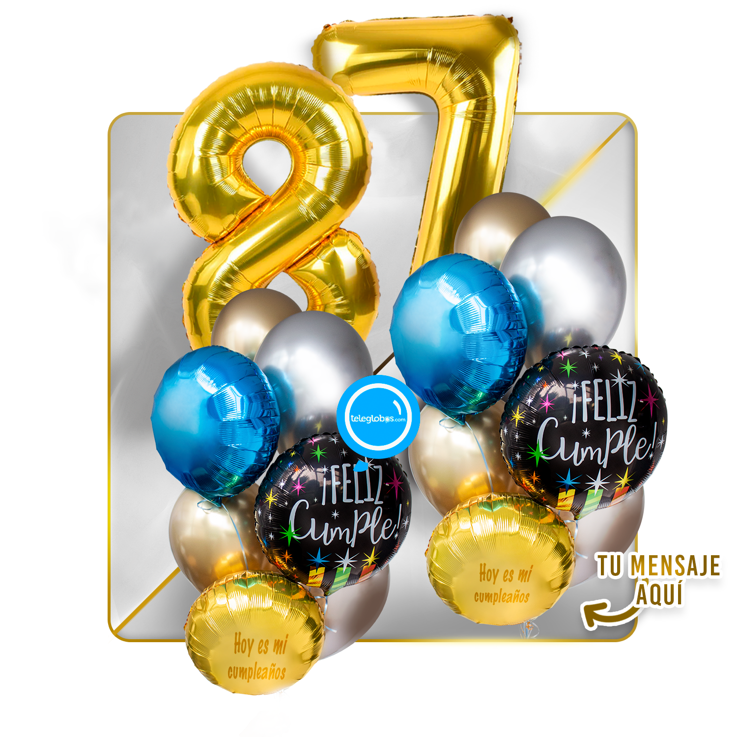 Kit Celebra -Feliz Cumple- con Globos de Helio