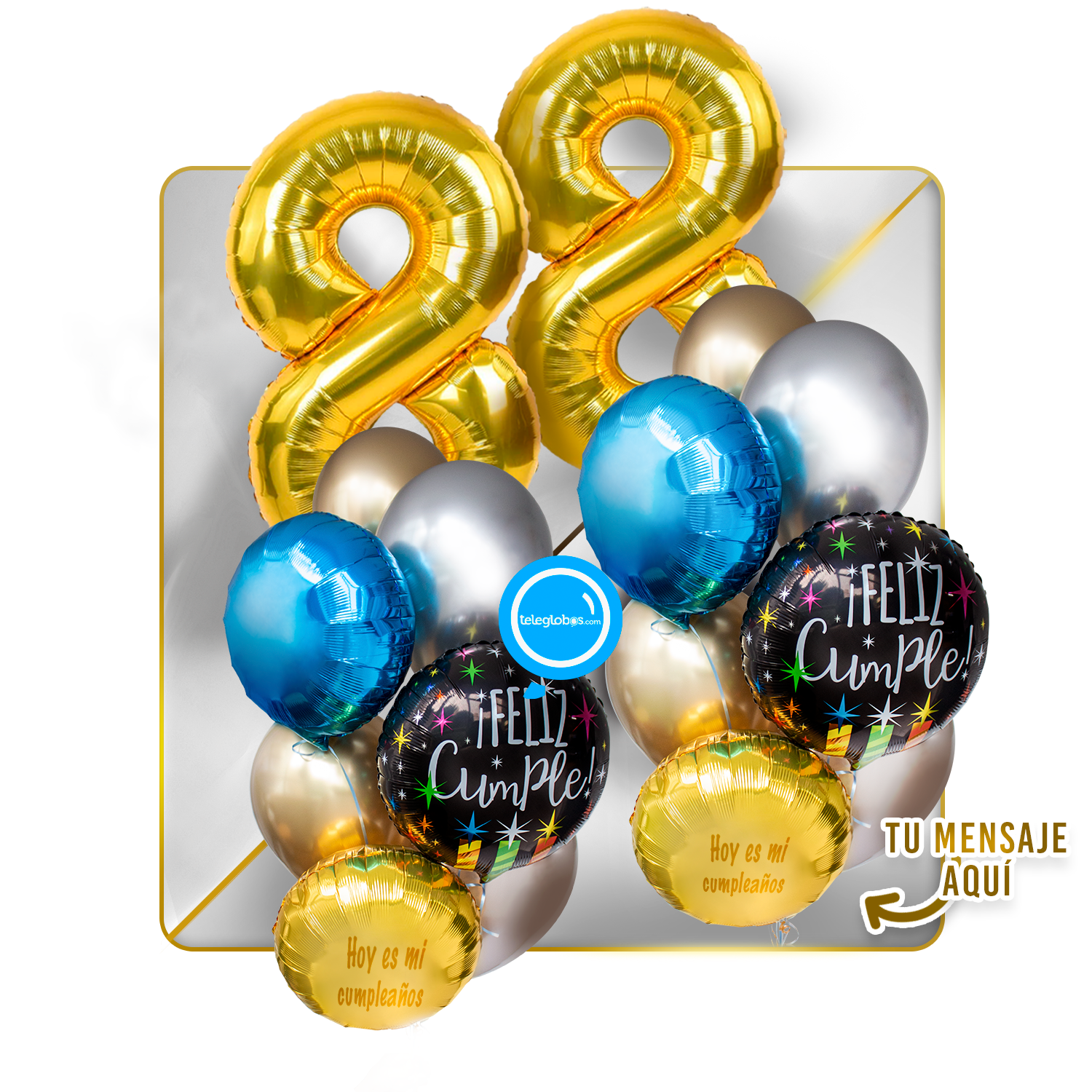 Kit Celebra -Feliz Cumple- con Globos de Helio