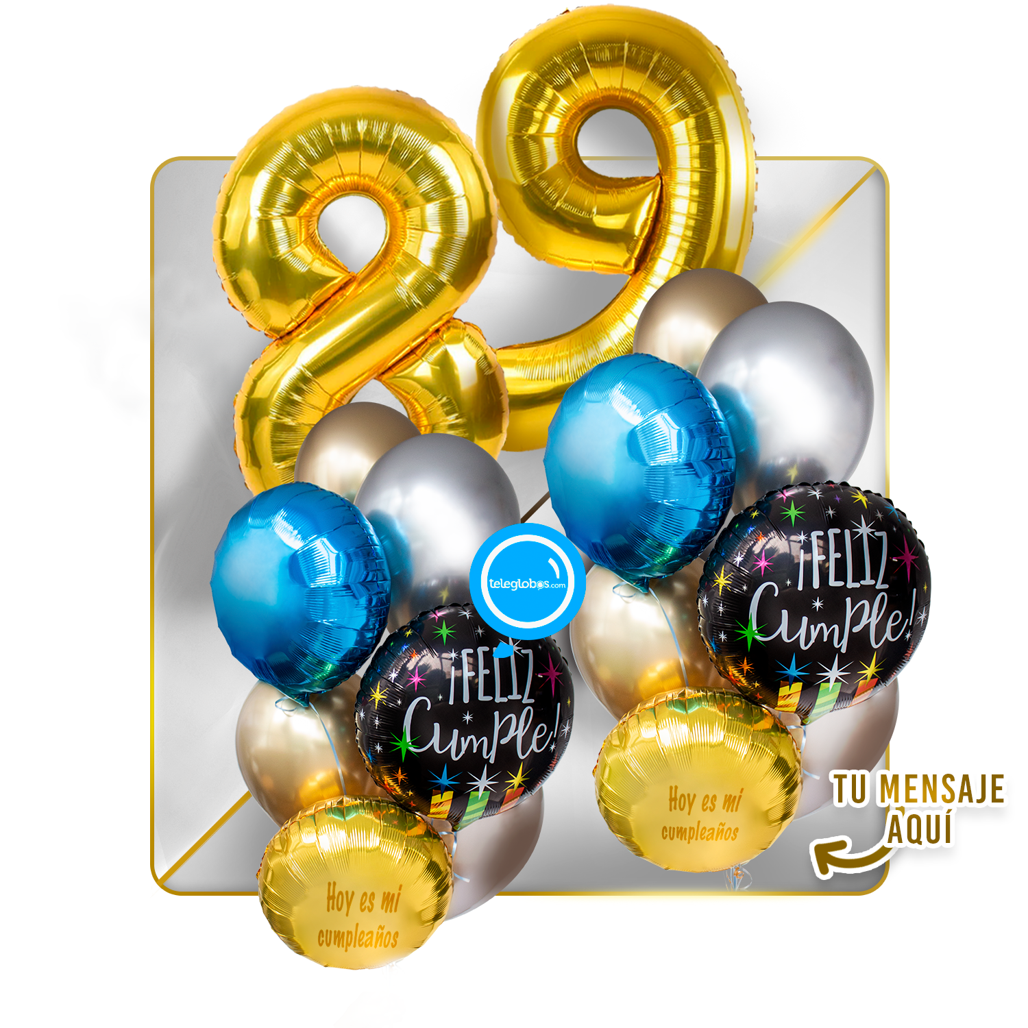 Kit Celebra -Feliz Cumple- con Globos de Helio