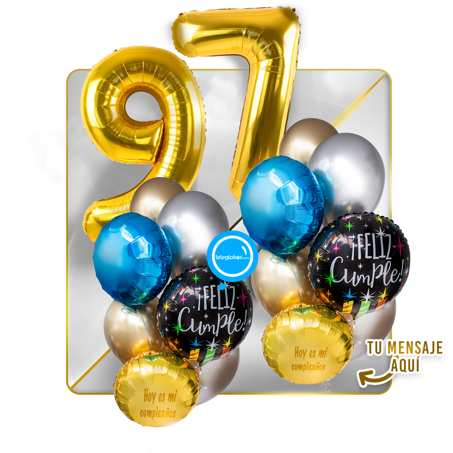 Kit Celebra -Feliz Cumple- con Globos de Helio