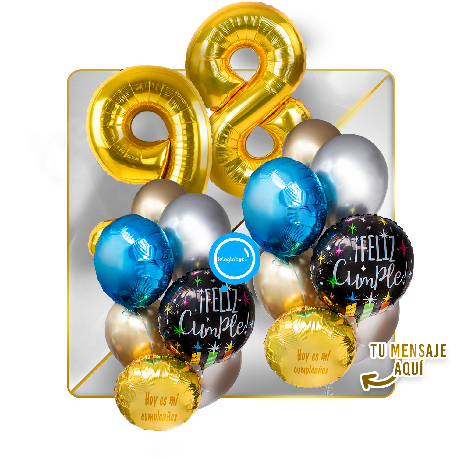 Kit Celebra -Feliz Cumple- con Globos de Helio