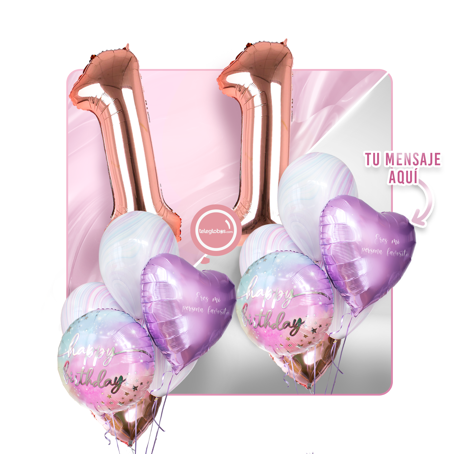 Kit Celebra -Rainbow Day- con Globos de Helio