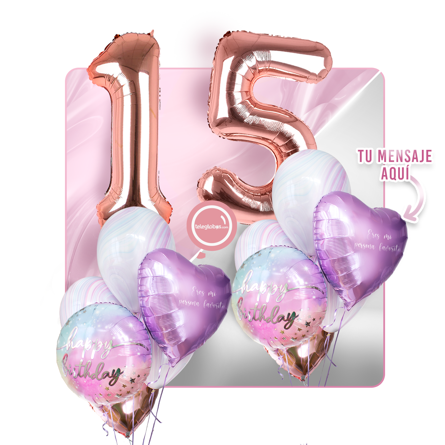 Kit Celebra -Rainbow Day- con Globos de Helio