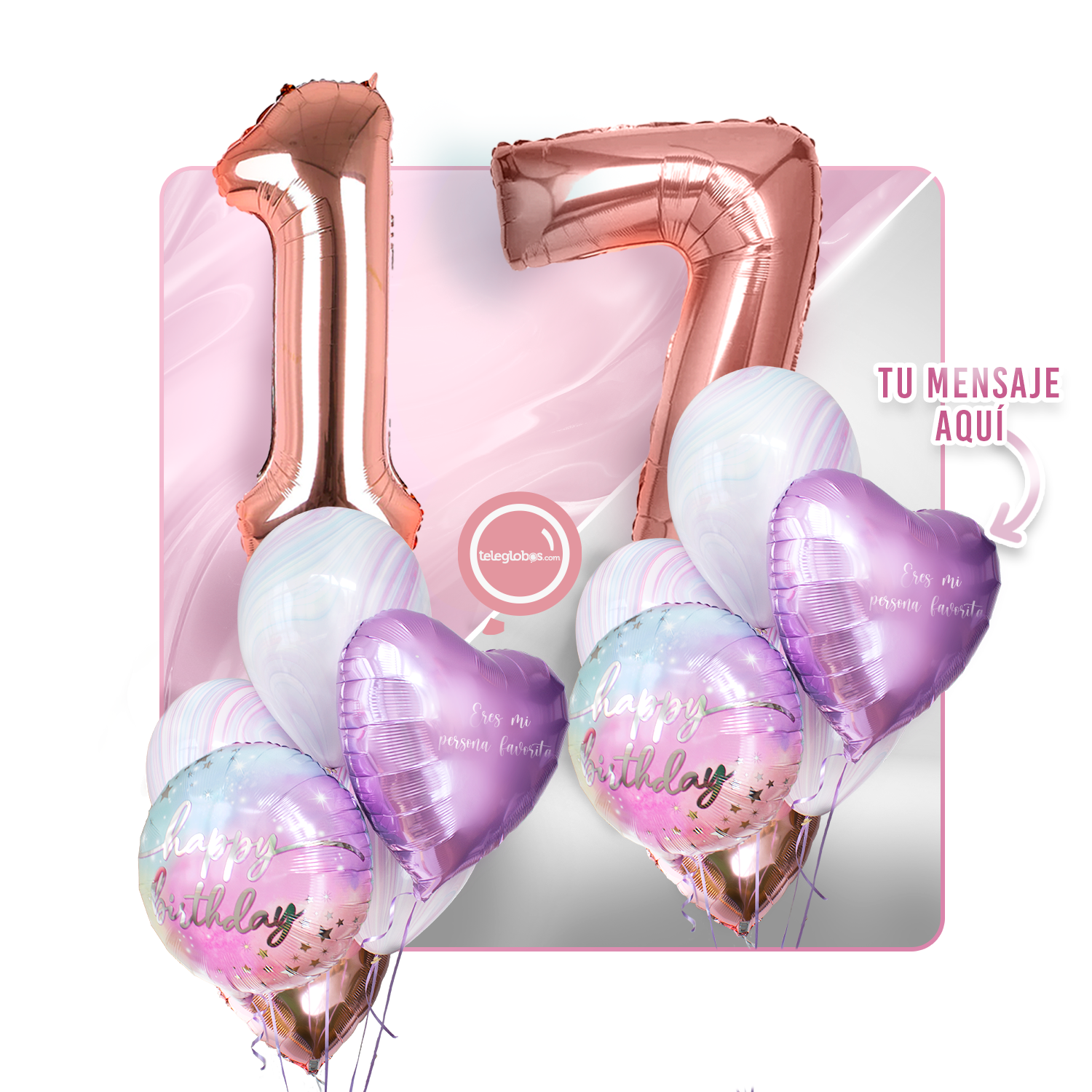 Kit Celebra -Rainbow Day- con Globos de Helio