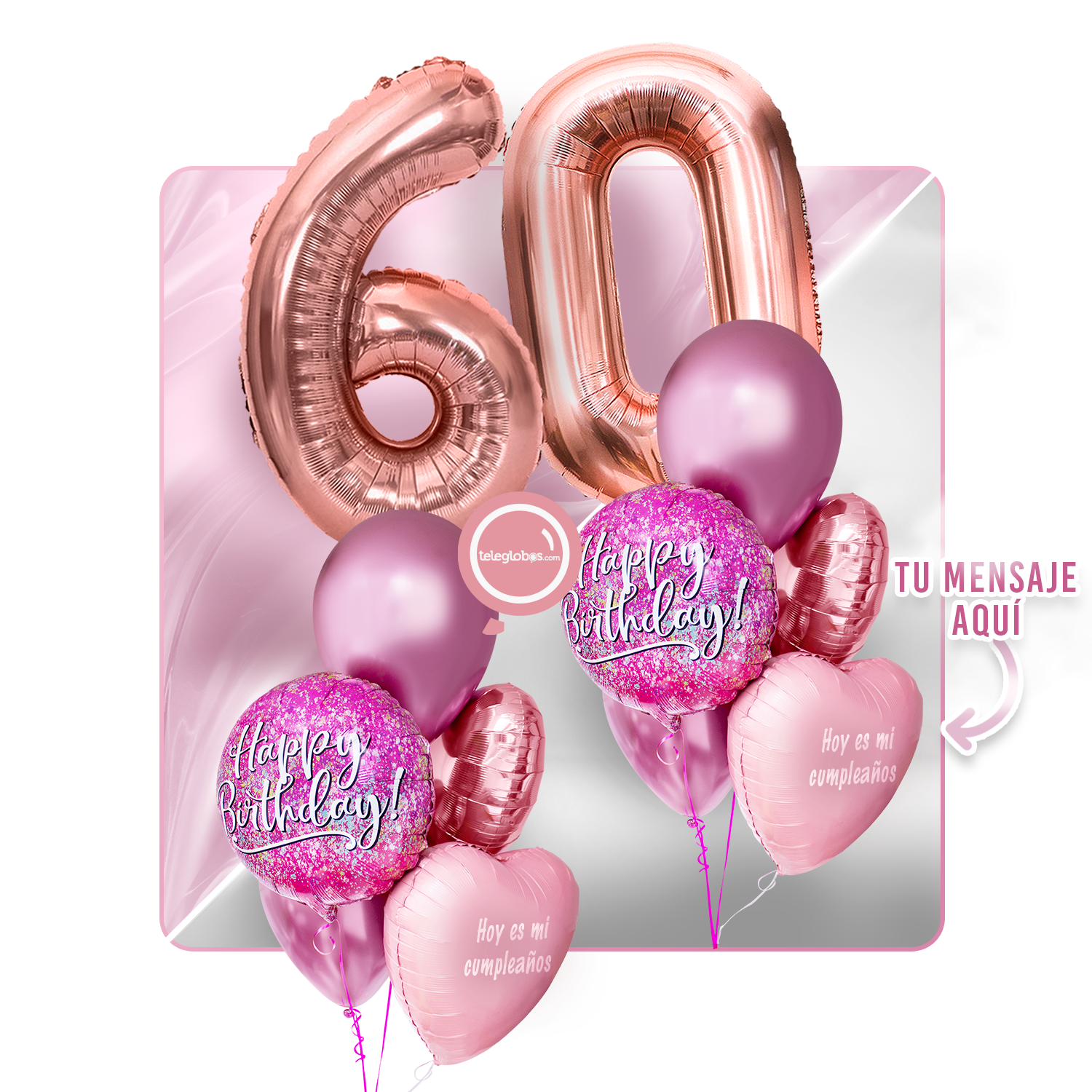 Kit Celebra -Pink Birthday- con Globos de Helio