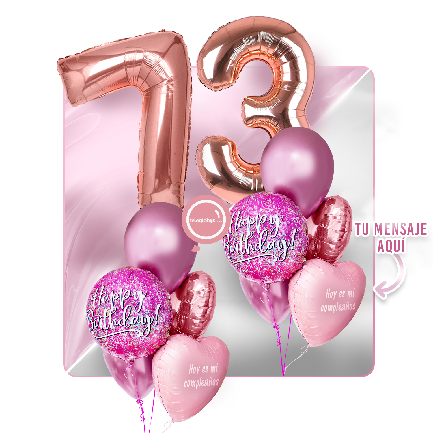 Kit Celebra -Pink Birthday- con Globos de Helio