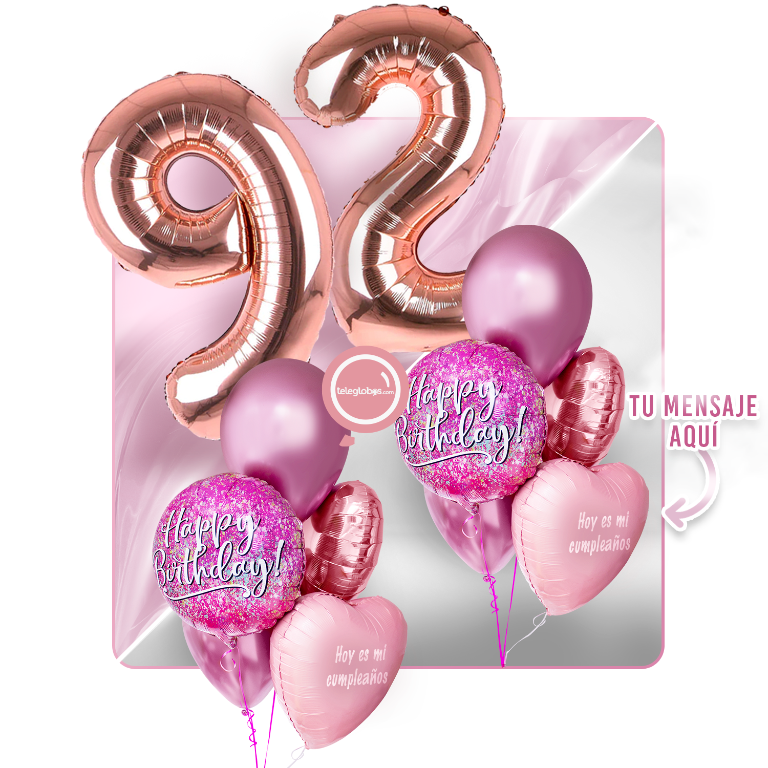 Kit Celebra -Pink Birthday- con Globos de Helio