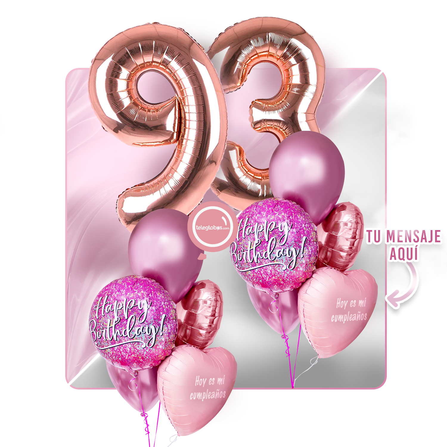 Kit Celebra -Pink Birthday- con Globos de Helio