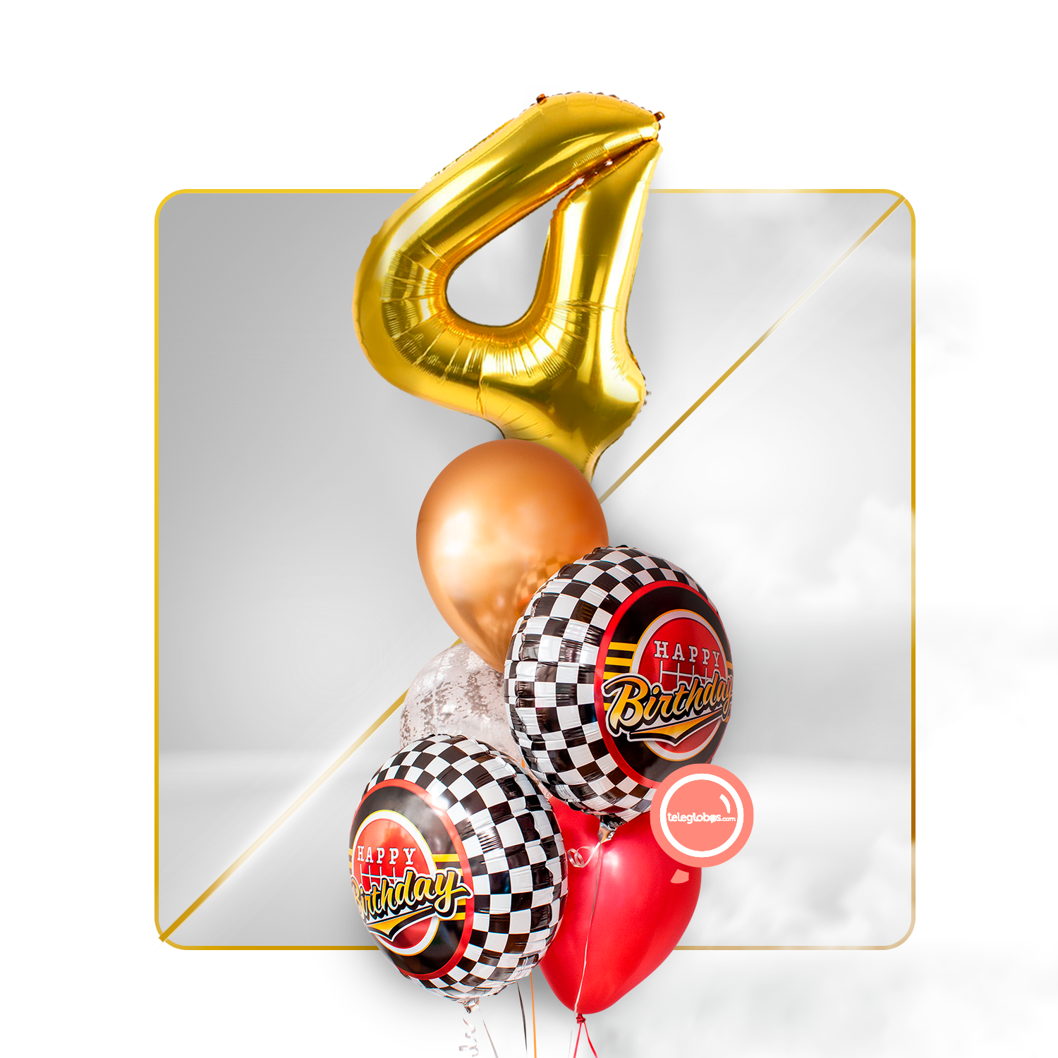 Kit Celebra -Trofeo You're the number 1- con Globos de Helio