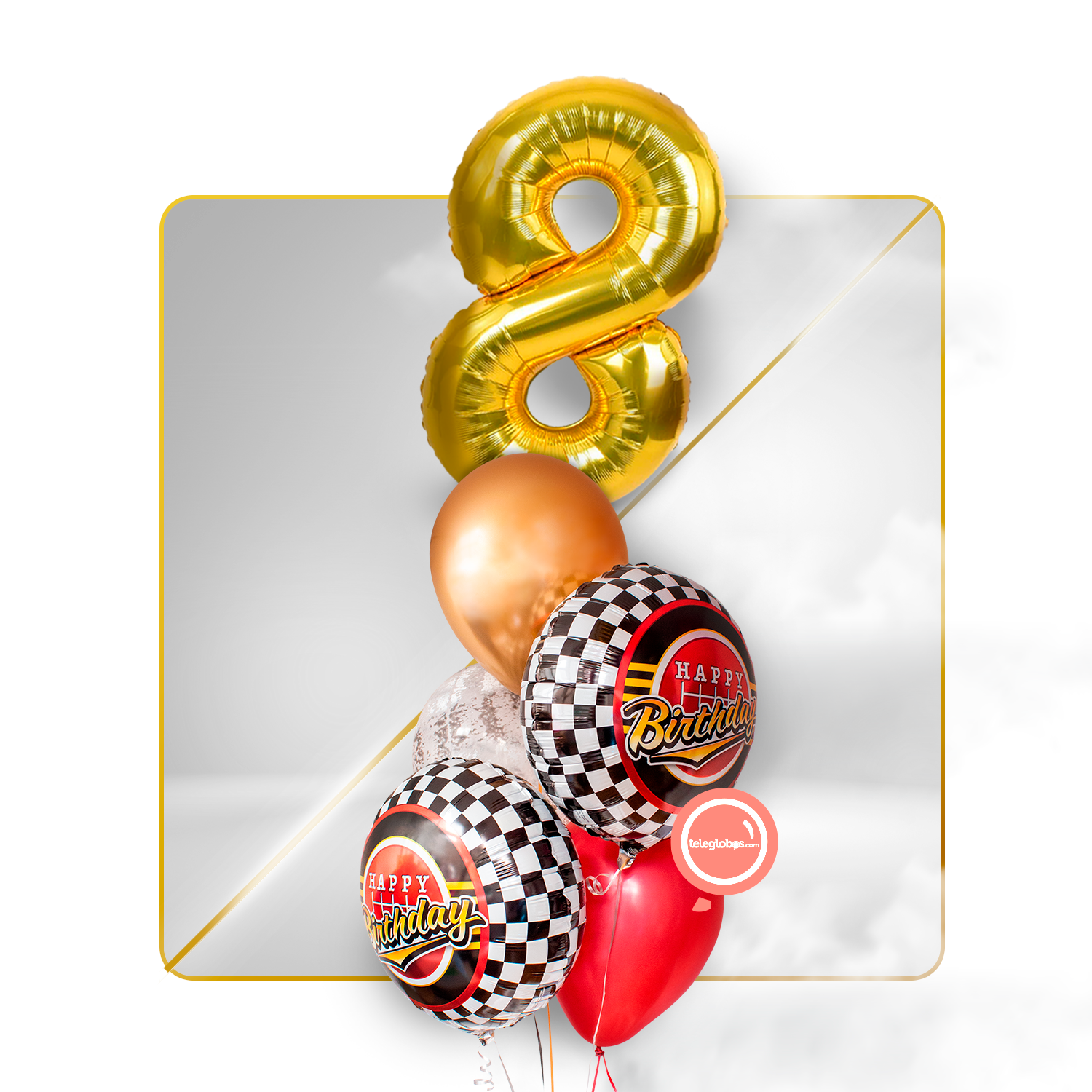 Kit Celebra -Trofeo You're the number 1- con Globos de Helio