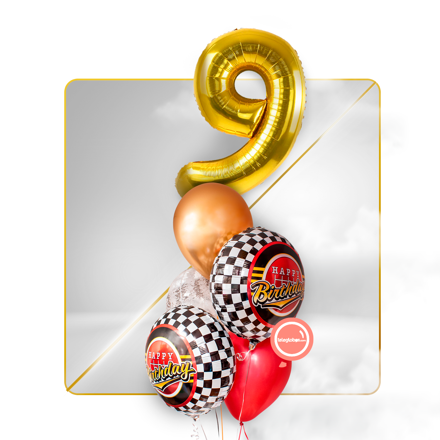 Kit Celebra -Trofeo You're the number 1- con Globos de Helio