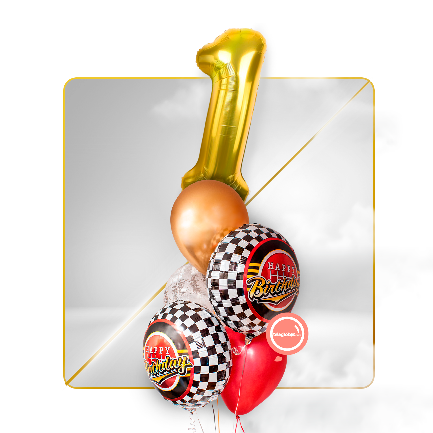 Kit Celebra -Trofeo You're the number 1- con Globos de Helio