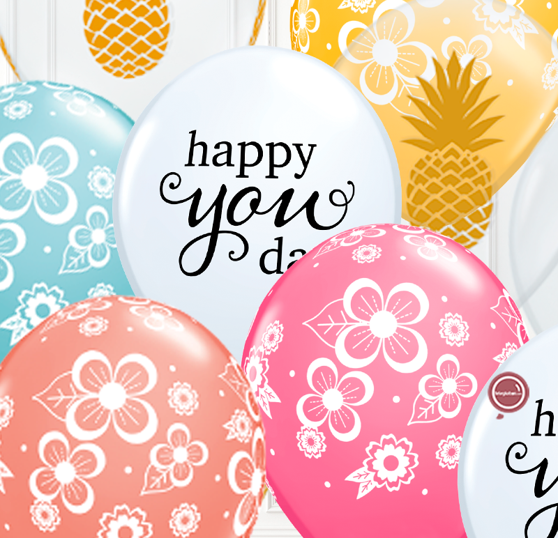 14 globos inflados con helio -Hawaiian You Day- Bio* -RAC007- | Globos y Regalos Teleglobos.com.mx.