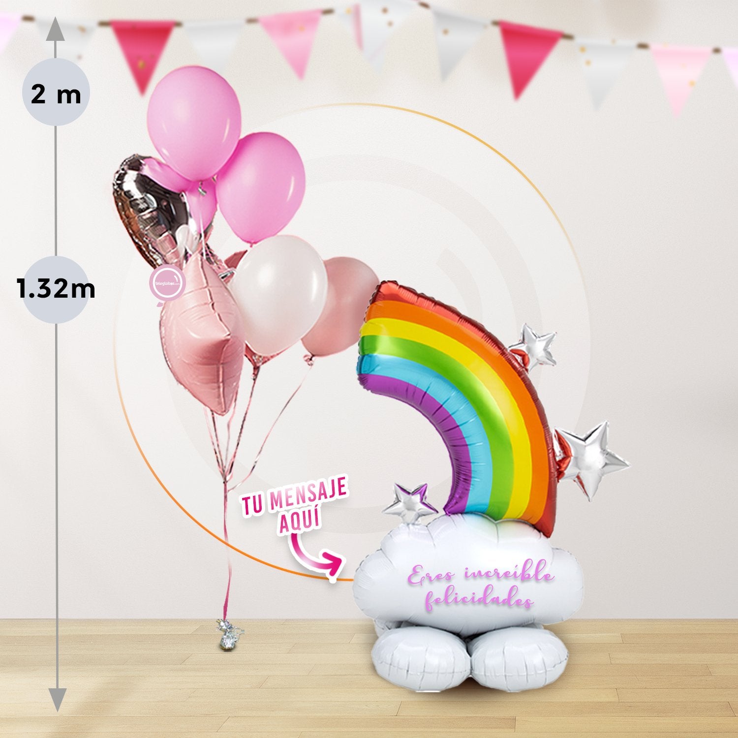 AirLoonz Arcoiris y Nube Personalizada con Bouquet 8 globos sorpresa!