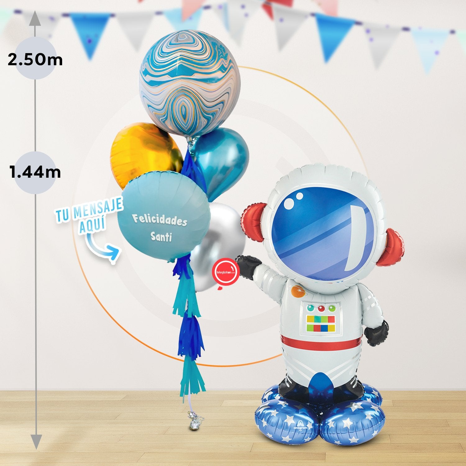 AirLoonz Astronauta con Bunch de Globos Marblez PersonalizadoAirLoonz Astronauta con Bunch de Globos Marblez Personalizado