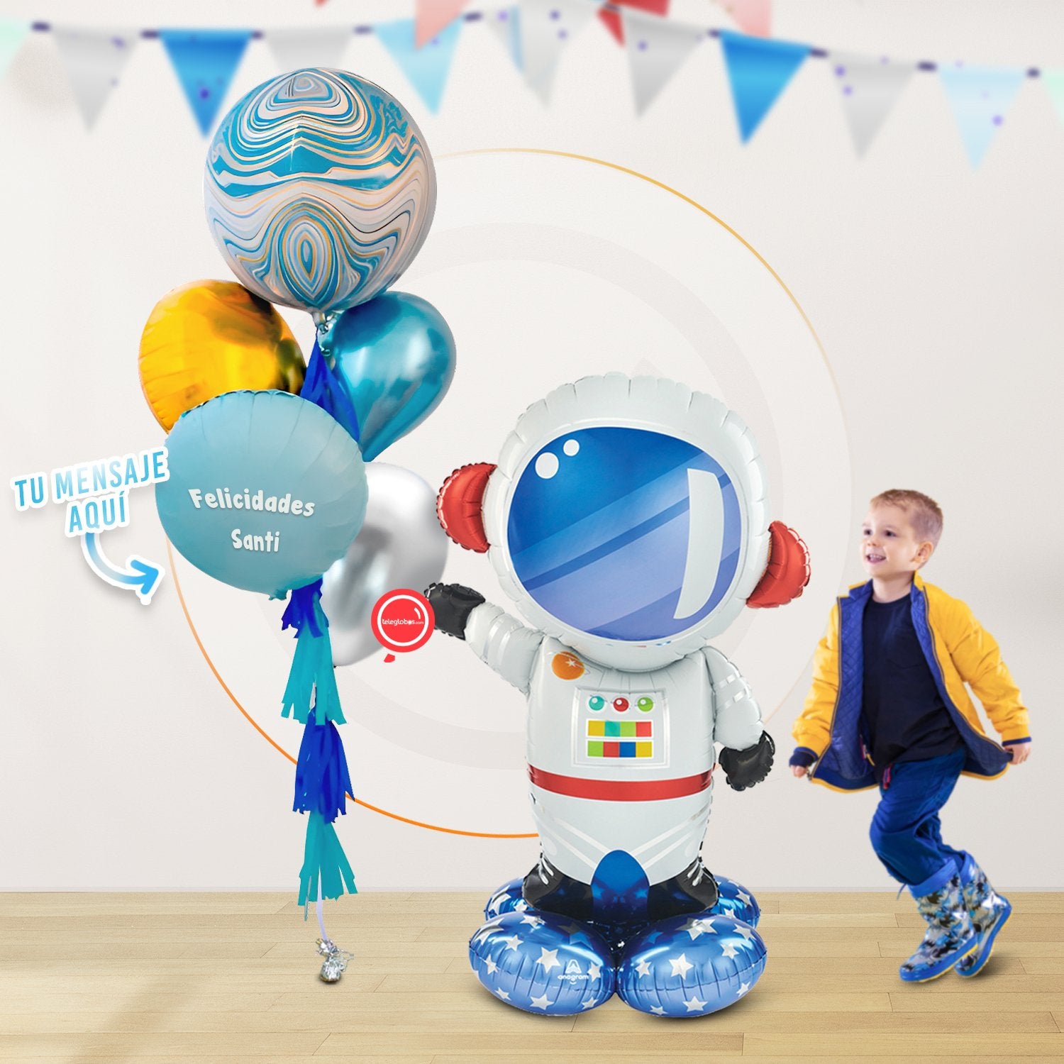 AirLoonz Astronauta con Bunch de Globos Marblez Personalizado