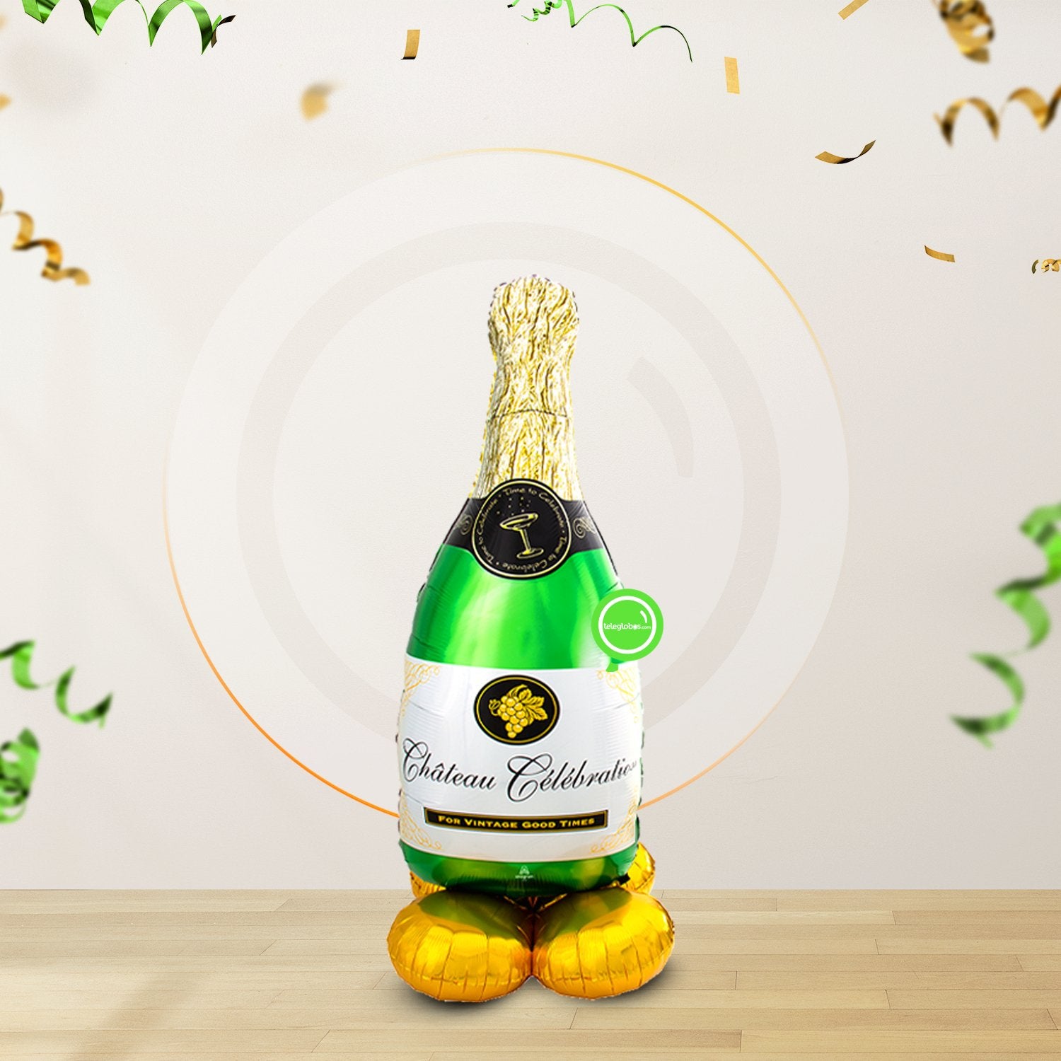 AirLoonz Botella con Racimo de 16 Globos Deluxe y Globo Personalizado