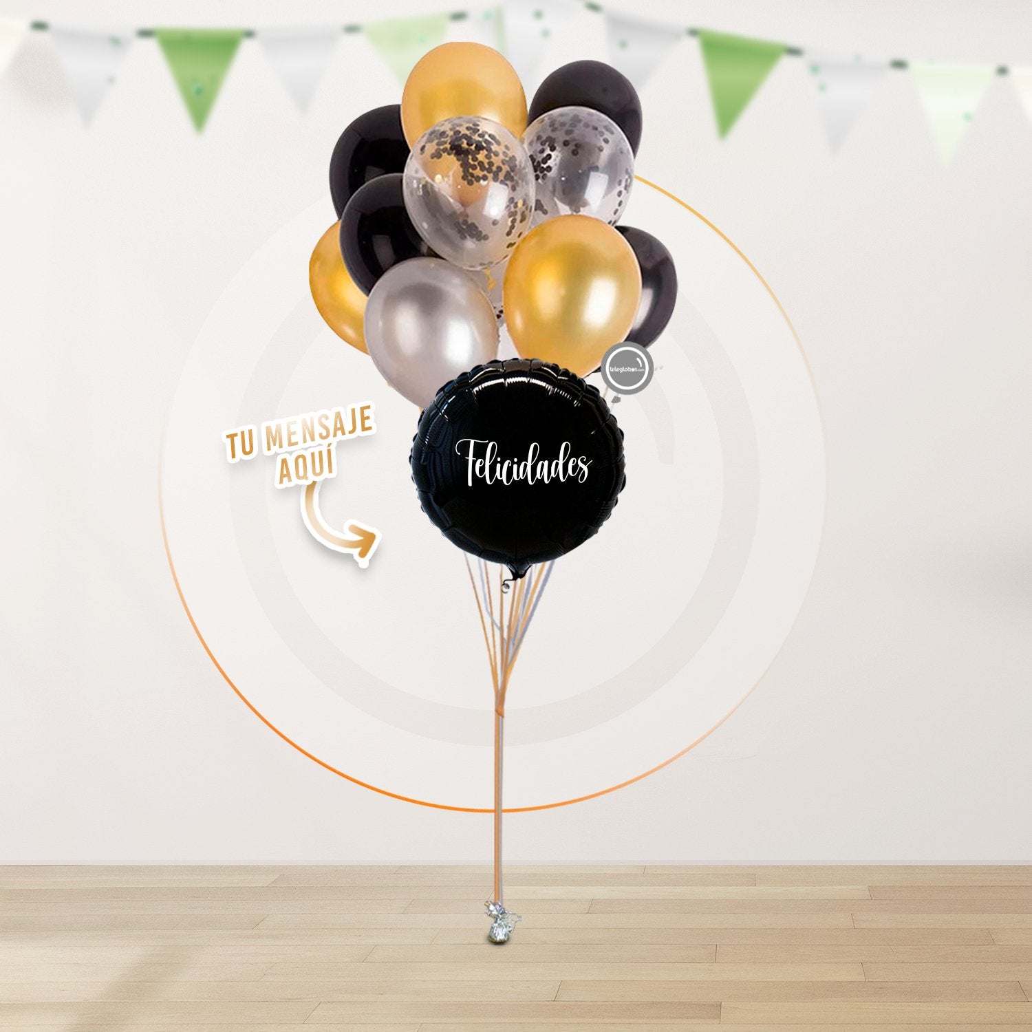 AirLoonz Botella con Racimo de 16 Globos Deluxe y Globo Personalizado