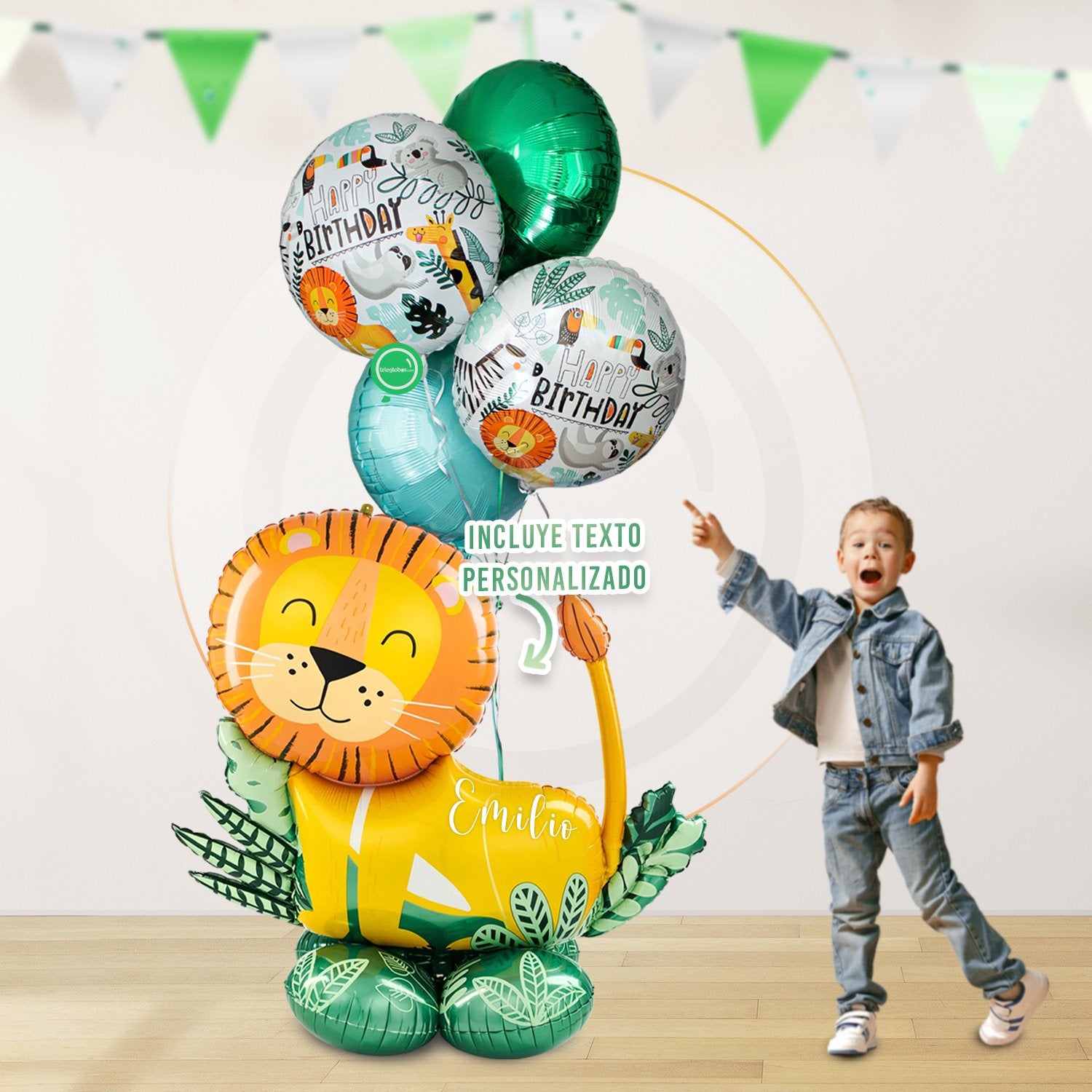 AirLoonz Get Wild Lion + Bouquet de Globos