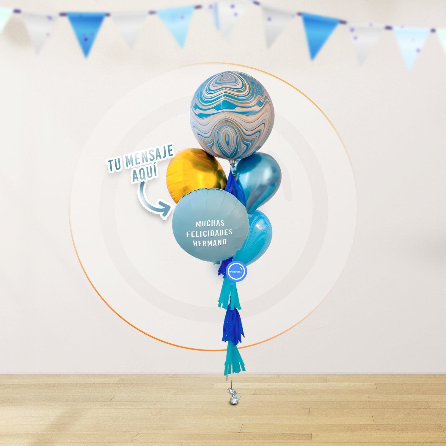 AirLoonz Pastel Happy Birthday con Bunch de Globos Marblez Personalizado (Dama o Caballero)