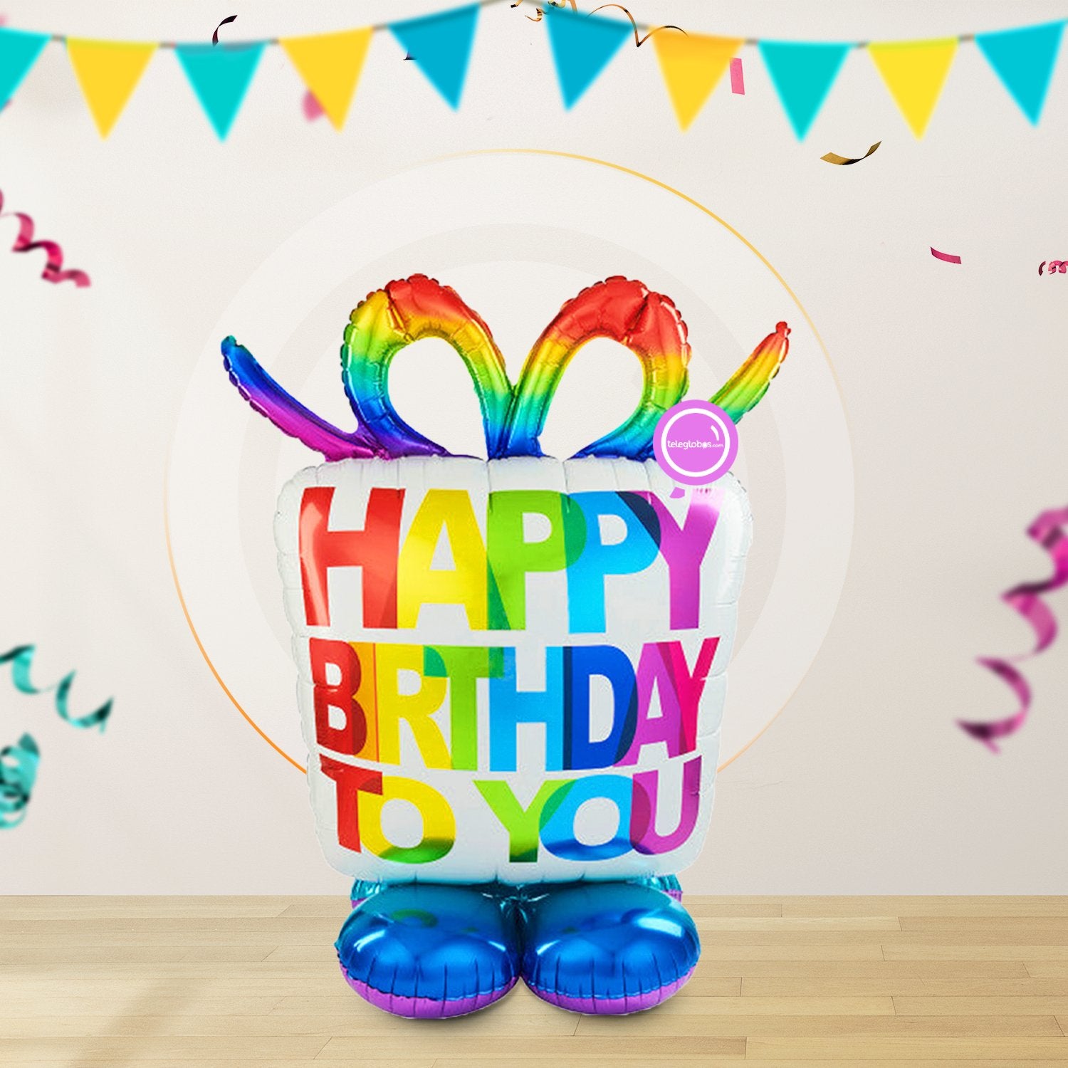 AirLoonz Regalo Happy Birthday, Globo de 36" Personalizado con Confetti y 10 globos de 12"