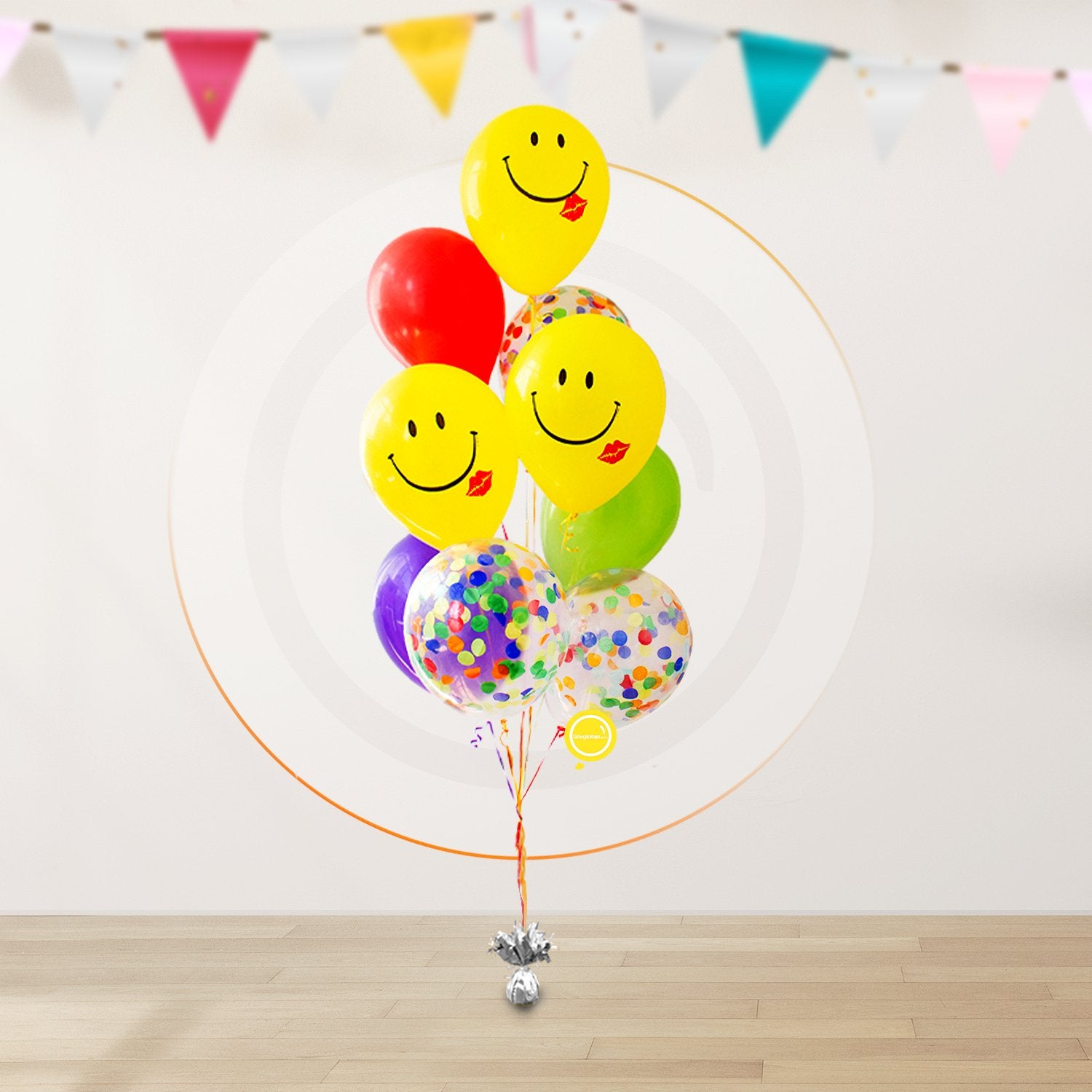 AirLoonz Regalos Happy Birthday con Bouquet de 9 Globos Multicolor Caritas