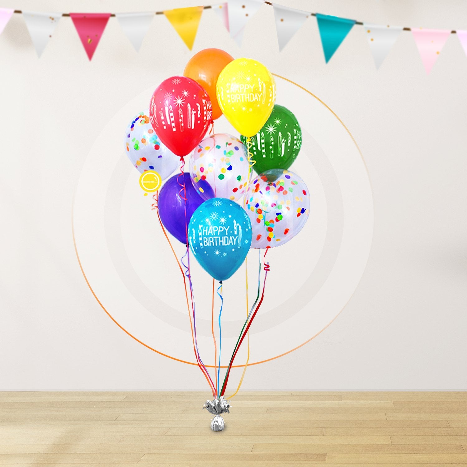 AirLoonz Regalos Happy Birthday con Bouquet de 9 Globos Multicolor