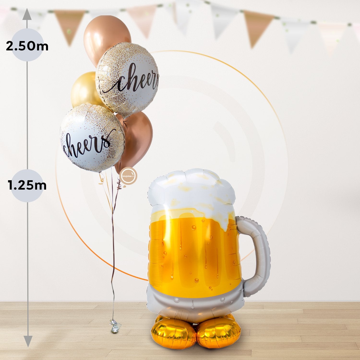 AirLoonz Tarro de Cerveza Personalizado con Bouquet de Globos -1 o 2 torres-