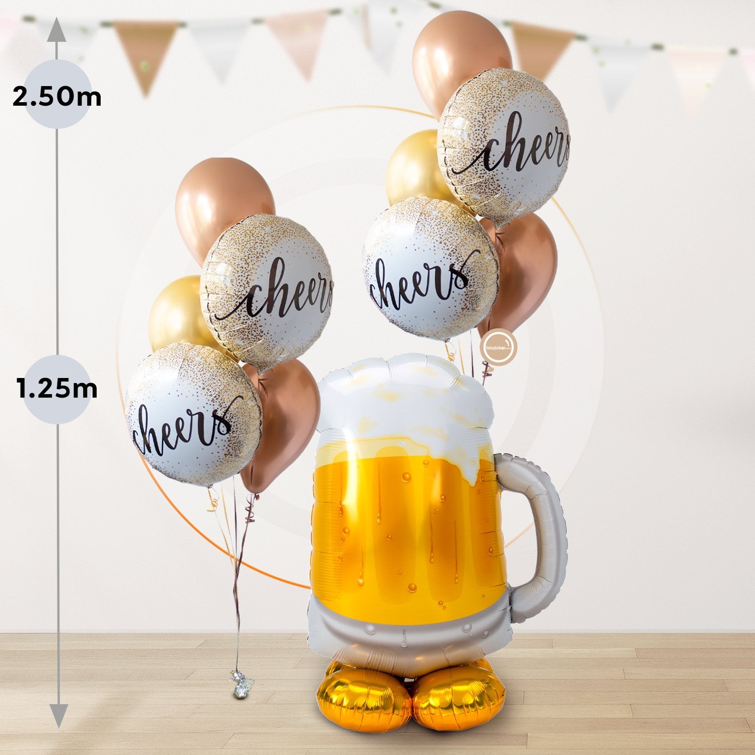 AirLoonz Tarro de Cerveza Personalizado con Bouquet de Globos -1 o 2 torres-