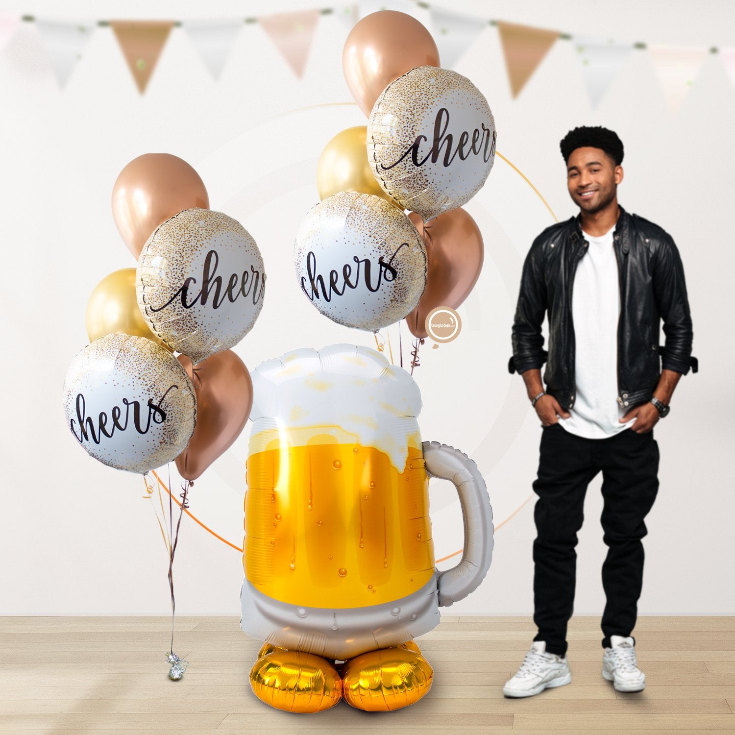 AirLoonz Tarro de Cerveza Personalizado con Bouquet de Globos -1 o 2 torres-