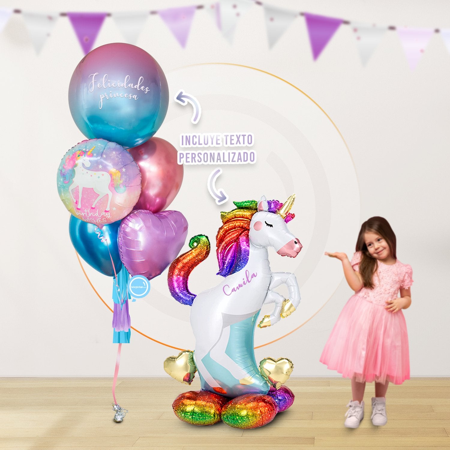 Airloonz unicorn + bunch of balloons Personalized