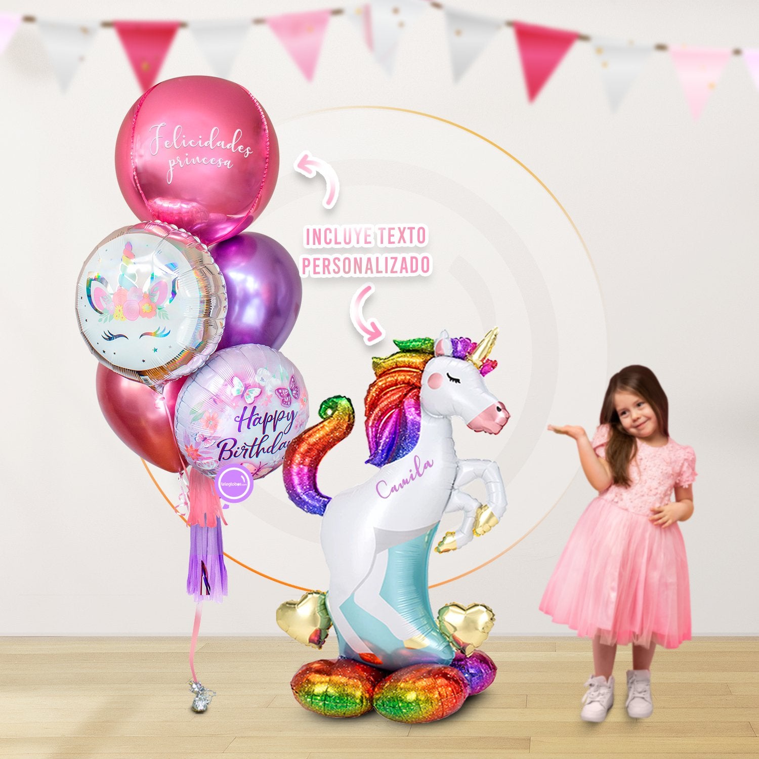 AirLoonz Unicornio + Bunch de Globos Personalizado
