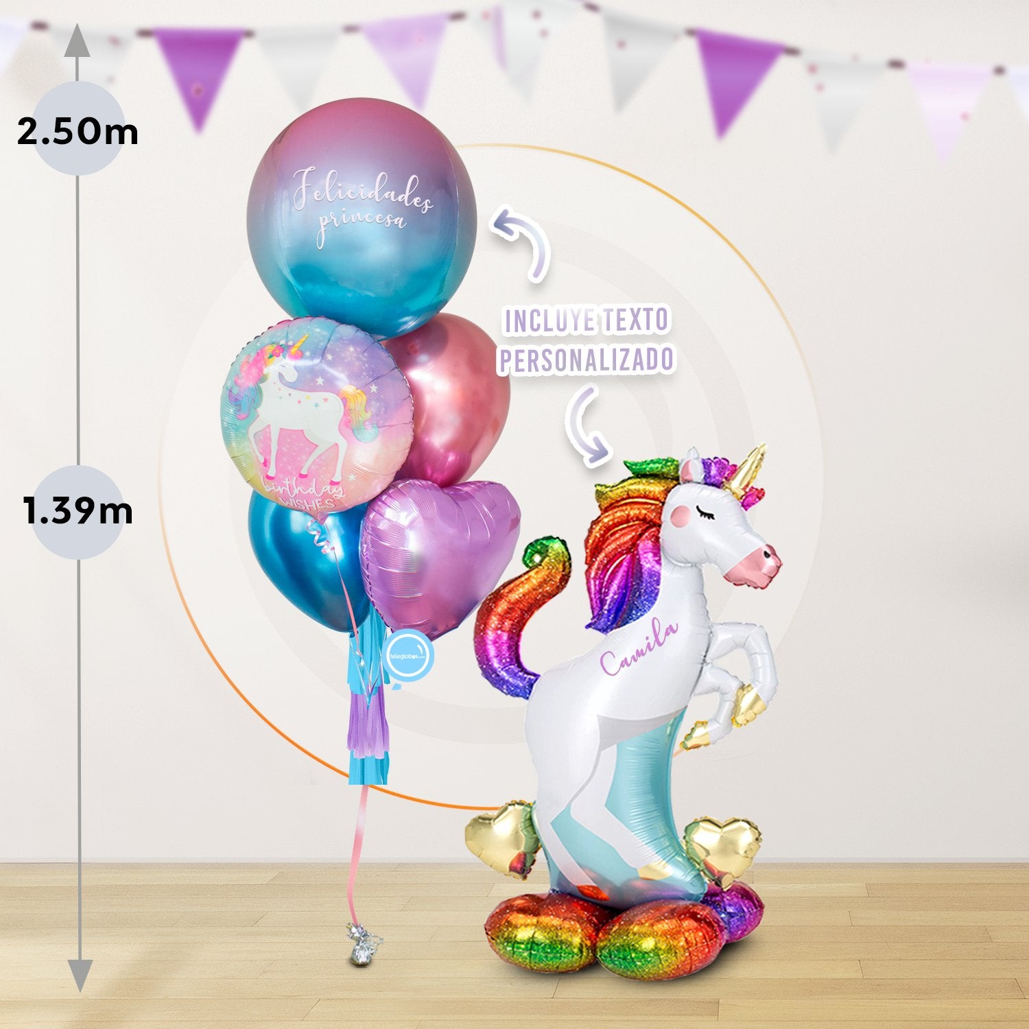 AirLoonz Unicornio + Bunch de Globos Personalizado