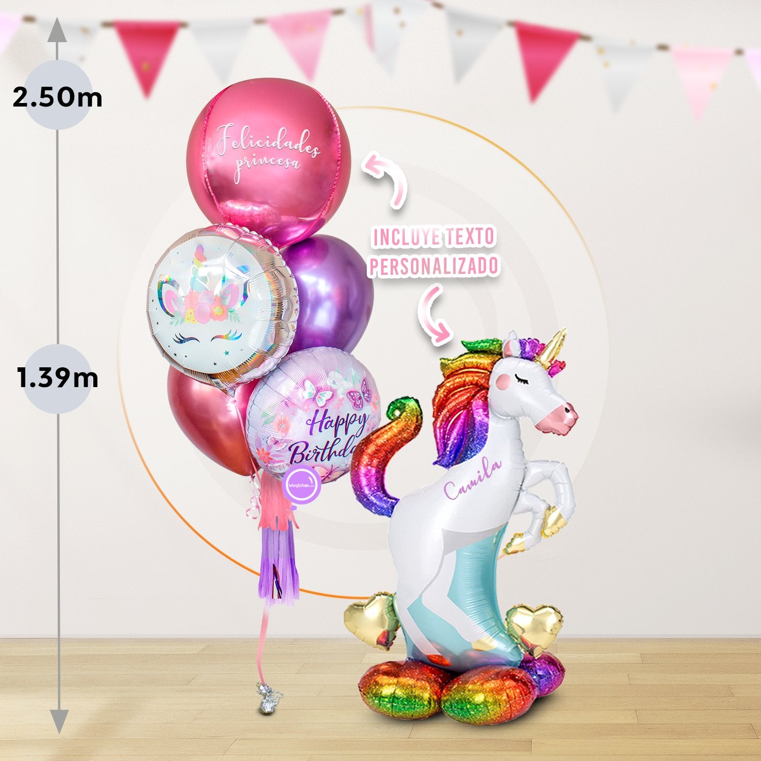 AirLoonz Unicornio + Bunch de Globos Personalizado