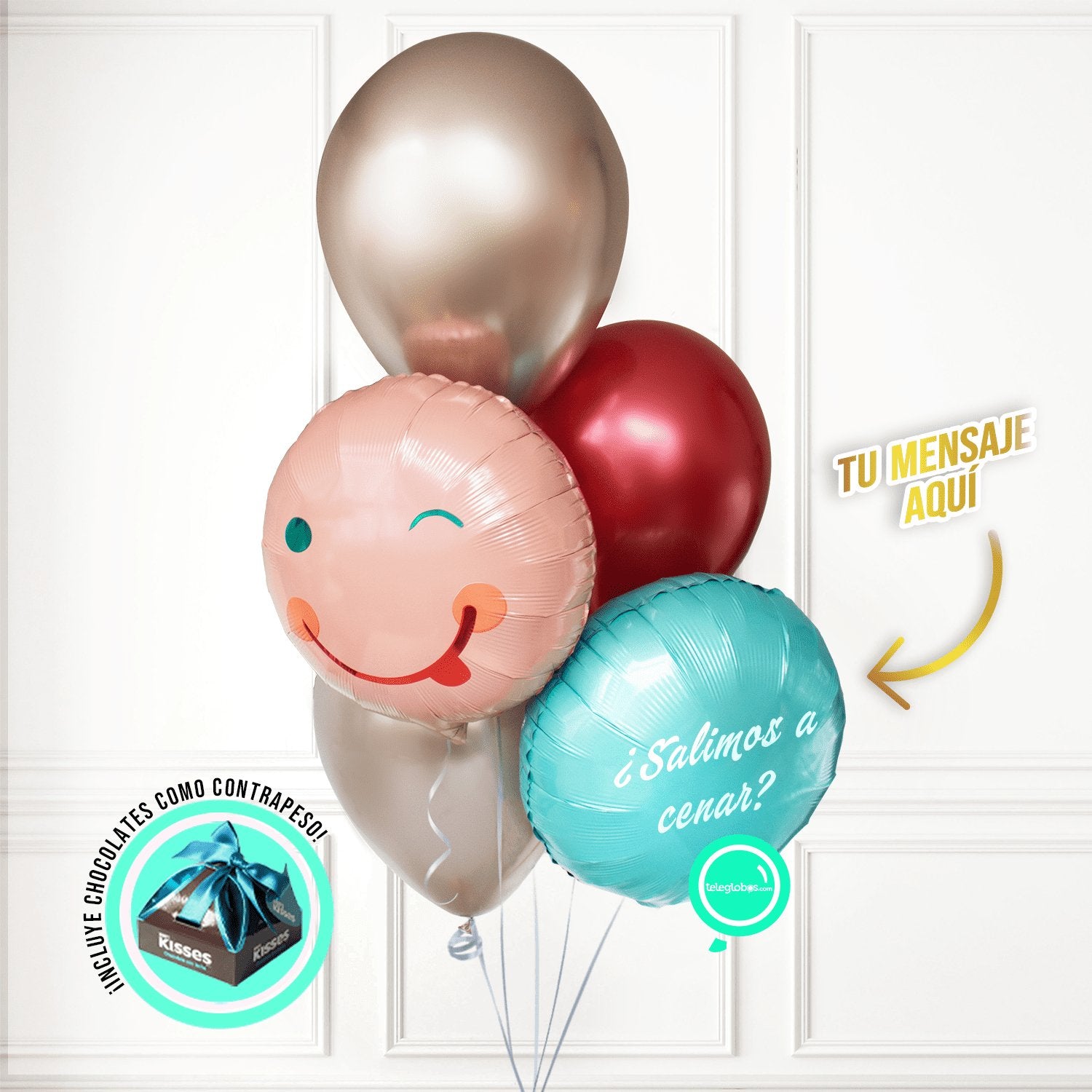 Bouquet de Cumpleaños Personalizado -Guiño Coqueto- | Globos y Regalos Teleglobos.com.mx.