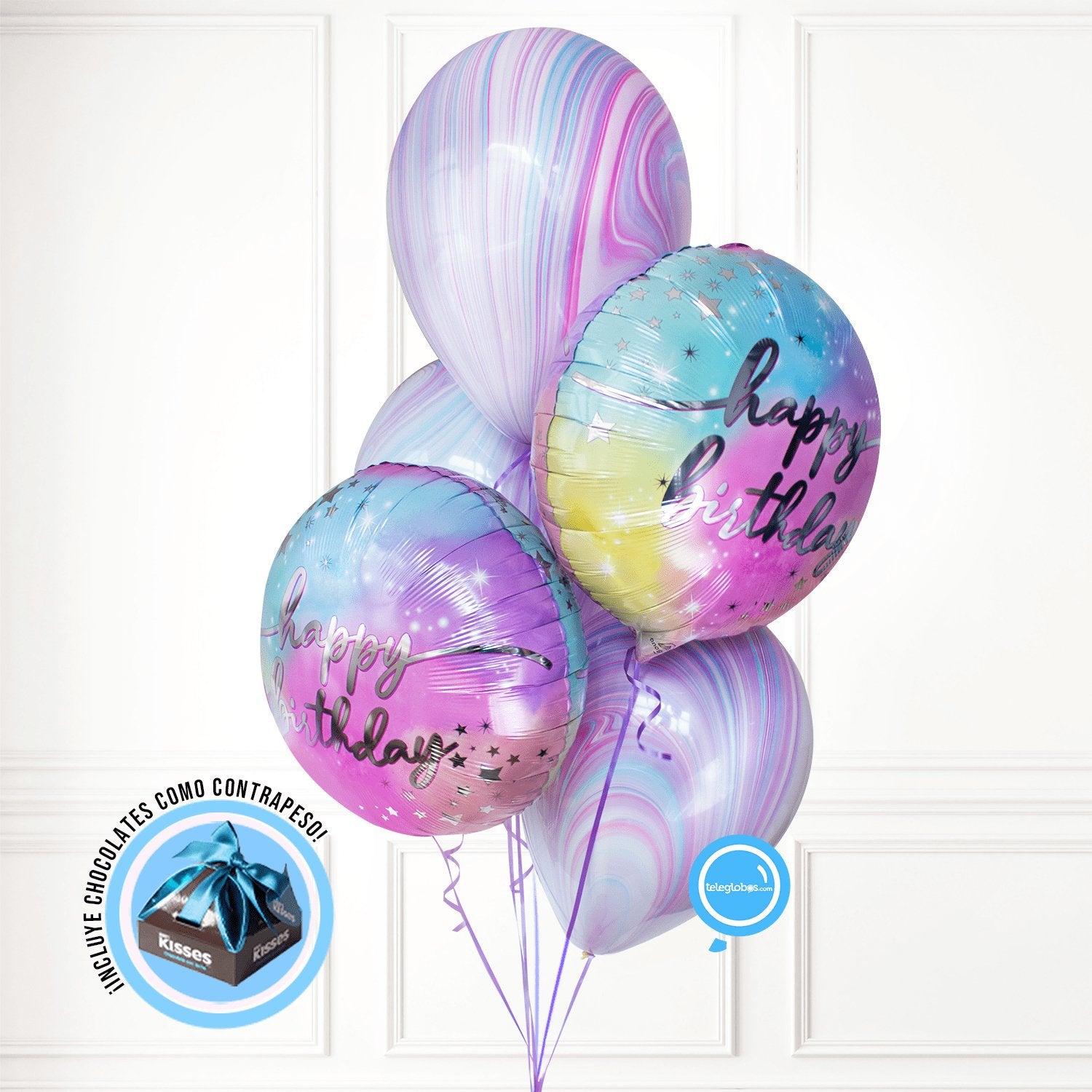 Bouquet de Cumpleaños -Rainbow Birthday- | Globos y Regalos Teleglobos.com.mx.