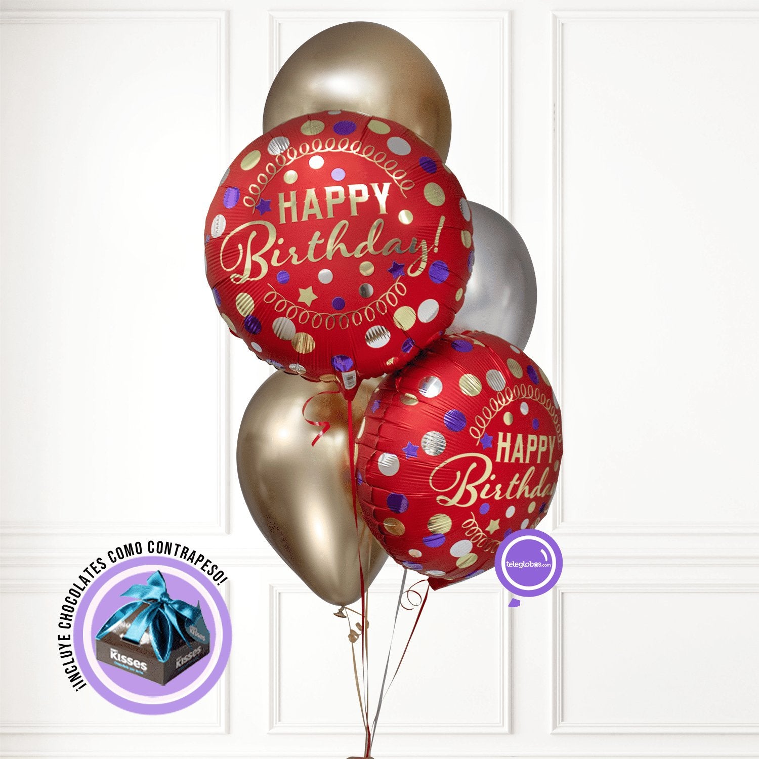 Bouquet de Cumpleaños -Satín Birthday- | Globos y Regalos Teleglobos.com.mx.