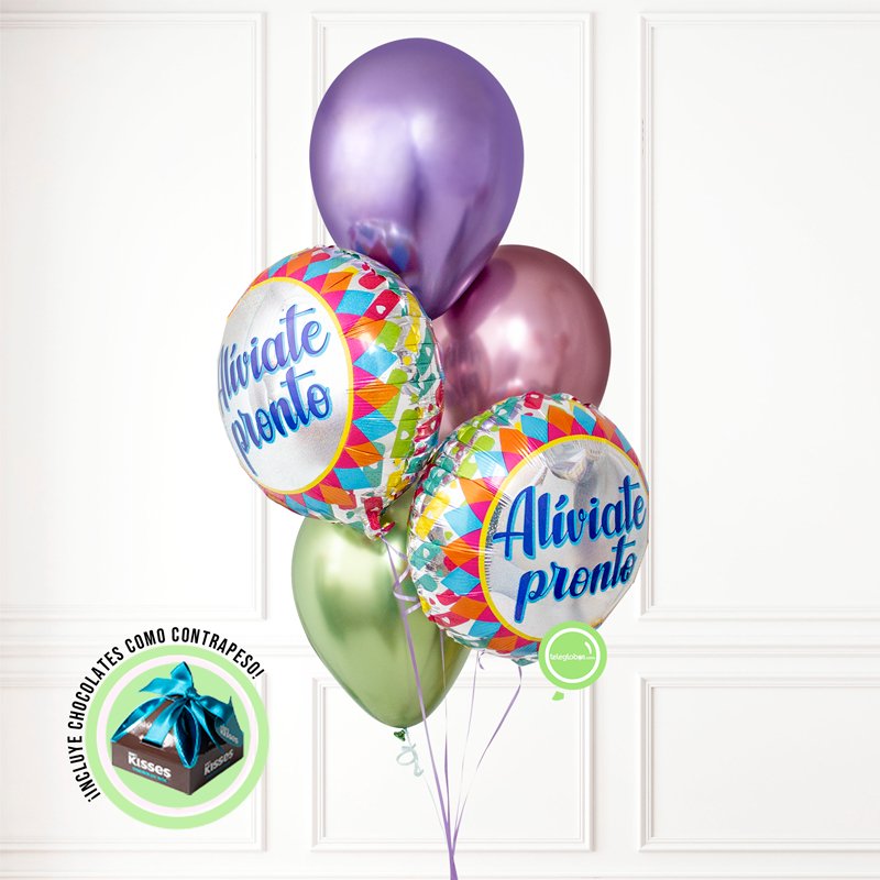 Bouquet de Globos -Alíviate Pronto Mandala- | Globos y Regalos Teleglobos.com.mx.