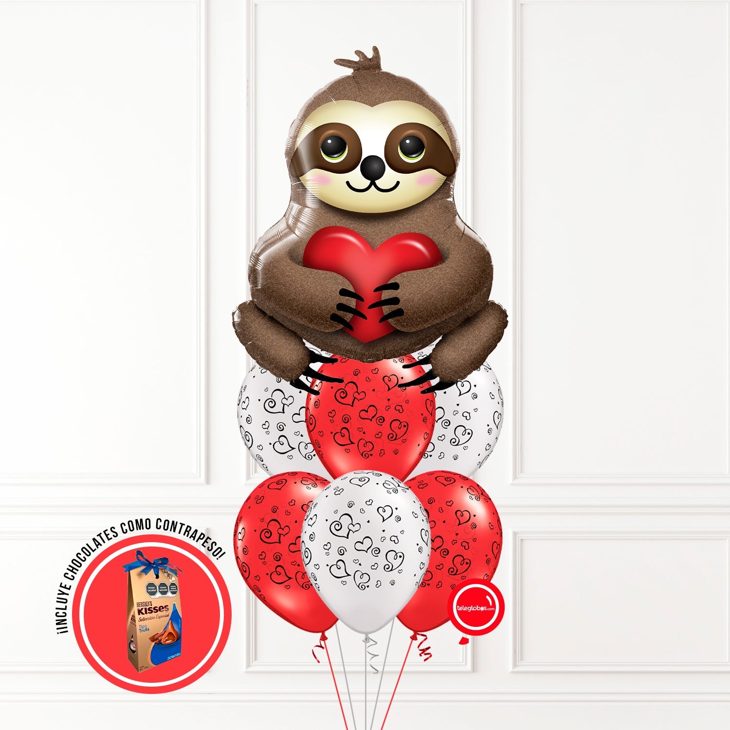 Bouquet de Globos Amor 17 -Perezoso- | Globos y Regalos Teleglobos.com.mx.