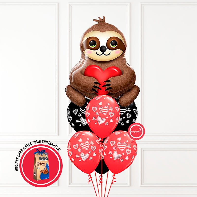 Bouquet de Globos Amor 24 -Perezoso- | Globos y Regalos Teleglobos.com.mx.