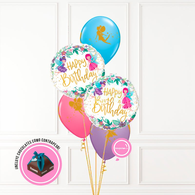 Bouquet de Globos Cumpleaños 114 -Hadas- | Globos y Regalos Teleglobos.com.mx.