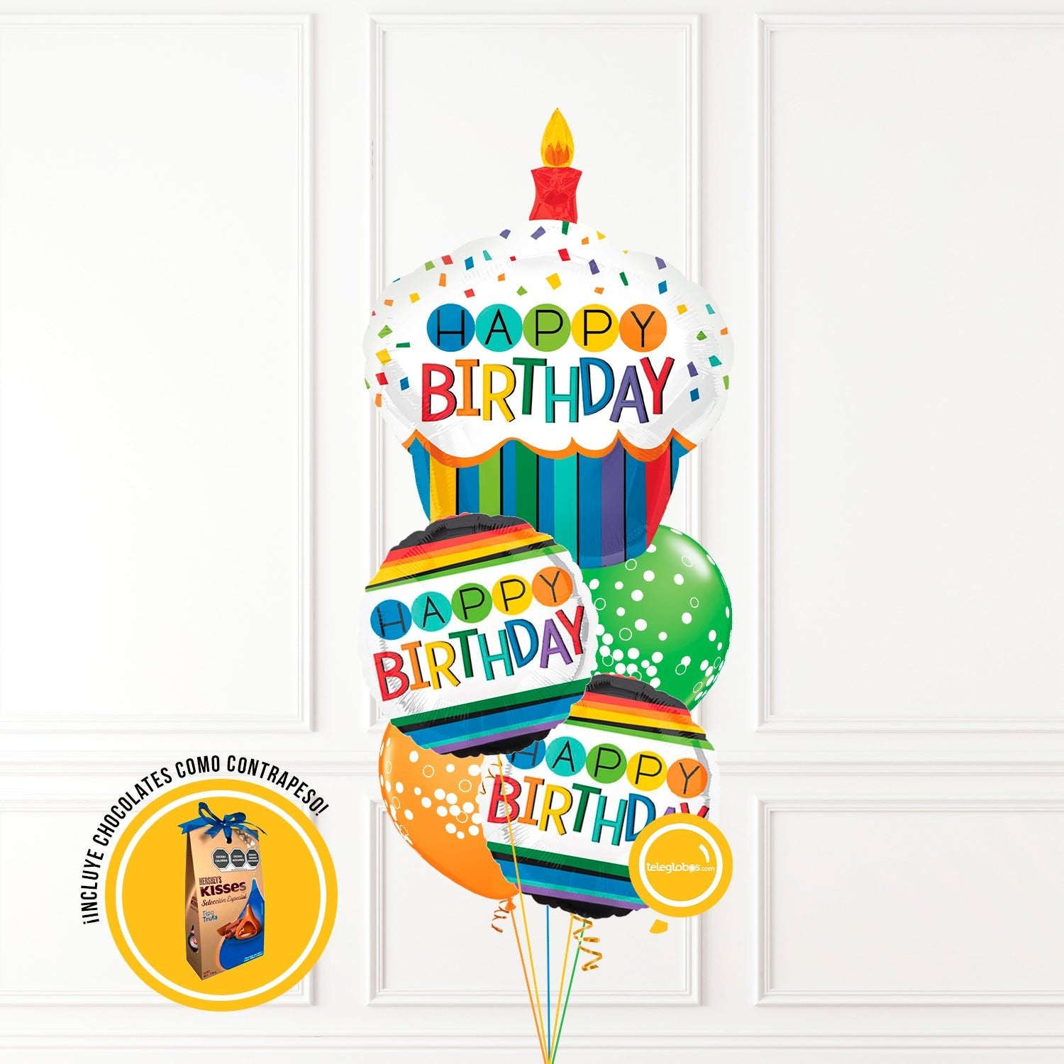 Bouquet de Globos Cumpleaños 129 -Cupcake- | Globos y Regalos Teleglobos.com.mx.