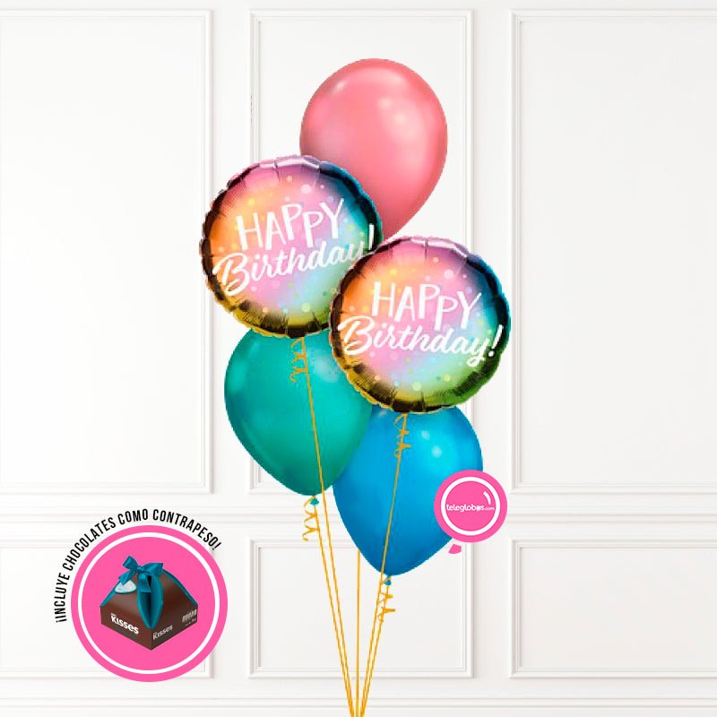 Bouquet de Globos Cumpleaños 139 -Birthday Chrome-