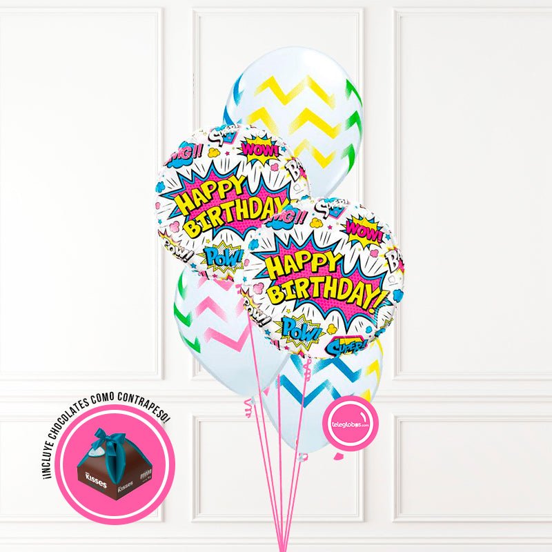 Bouquet de Globos Cumpleaños 152 -Superheroe Girl- | Globos y Regalos Teleglobos.com.mx.