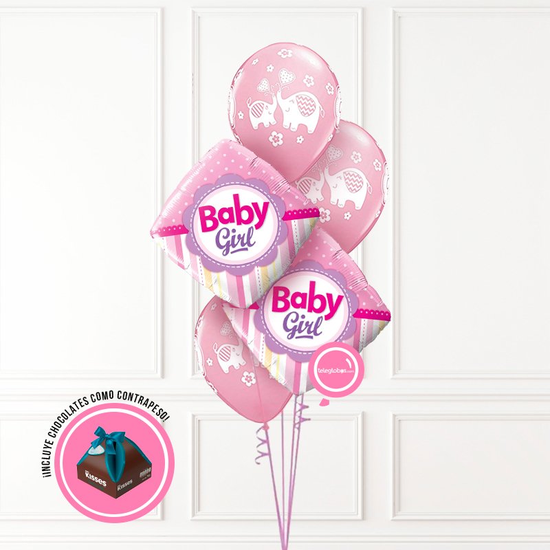 Bouquet of balloons Birth 2 - Baby Girl -